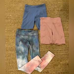 Athleta Girls Lot of 3 Chit Chat Tights and 2 Bike Shorts size L (12)